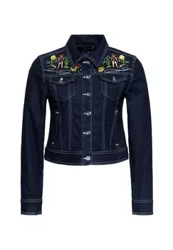 Джинсовая куртка с винтажной вышивкой в стиле вестерн QUEEN KEROSIN, цвет Denim