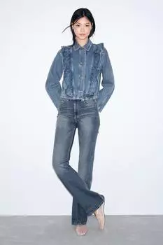 Джинсовая куртка с воланами H&M, синий