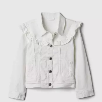 Джинсовая куртка с воланом Gap, белый