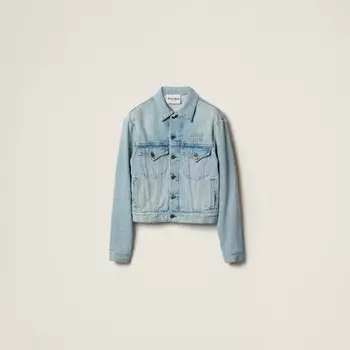 Джинсовая куртка с вышитым логотипом Miu Miu, синий