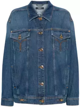 Джинсовая куртка с вышитым логотипом VERSACE, синий