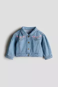 Джинсовая куртка с вышивкой H&M, мультиколор