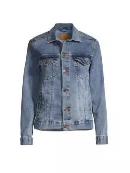 Джинсовая куртка с вышивкой Mama juju + stitch, синий