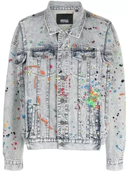 Джинсовая куртка с вышивкой Mostly Heard Rarely Seen, синий