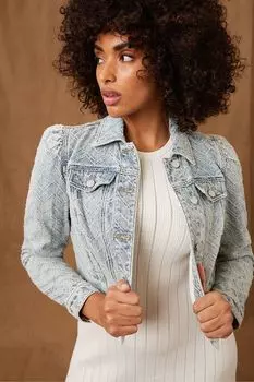 Джинсовая куртка с жаккардовым узором Mint Velvet, синий