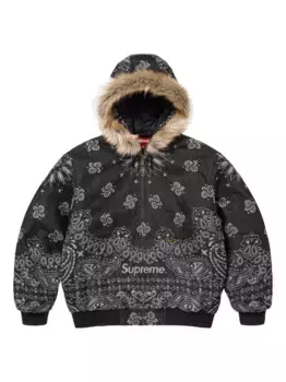 Джинсовая куртка с жаккардовым узором Supreme, черный