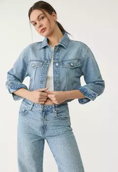 Джинсовая куртка SHIMMER Stradivarius, цвет Blue Denim