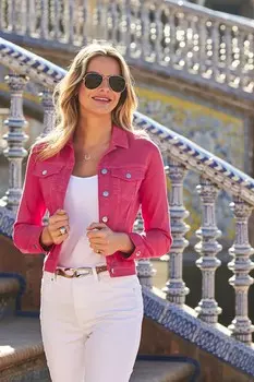 Джинсовая куртка Sosandar, розовый