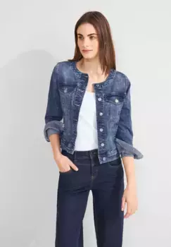 Джинсовая куртка STREET ONE, без капюшона, с планкой на пуговицах, цвет Indigo Random Wash