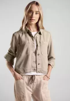 Джинсовая куртка STREET ONE, без капюшона, с планкой на пуговицах, бежевый