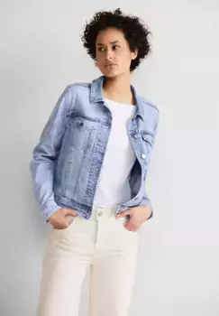 Джинсовая куртка STREET ONE, без капюшона, с планкой на пуговицах, цвет Heavy Bright Bleach