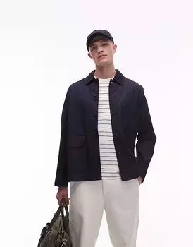 Джинсовая куртка свободного кроя ARKET в минималистичном стиле чистого темно-синего цвета