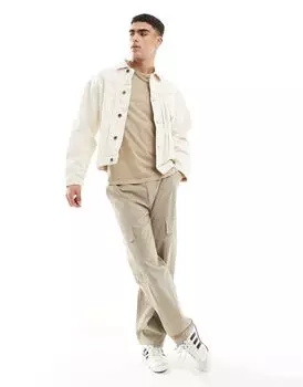 Джинсовая куртка свободного кроя с передним карманом Jack & Jones цвета экрю
