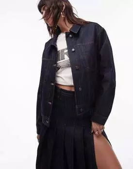 Джинсовая куртка свободного кроя Topshop цвета необработанного индиго