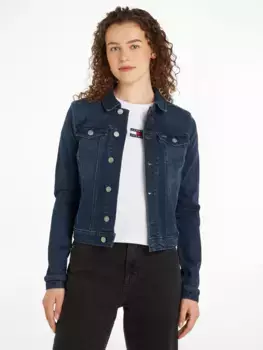 Джинсовая куртка Tommy Jeans "VIVIANNE SKN JACKET CH8168", с флагом Tommy Jeans, джинсовый