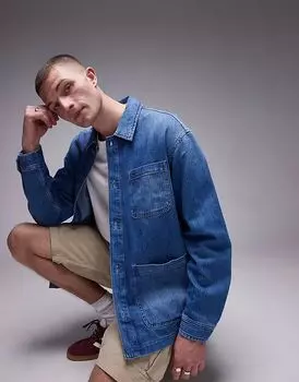 Джинсовая куртка Tommy Jeans в стиле хоор, средне-синяя