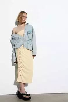 Джинсовая куртка trf с карманами ZARA, светло-синий