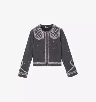 Джинсовая куртка, украшенная жемчугом и заклепками The Kooples, черный