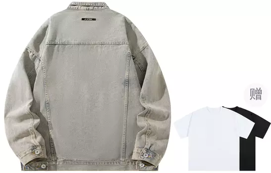 Джинсовая куртка унисекс A.X.S.K, Черный (входит в футболку)