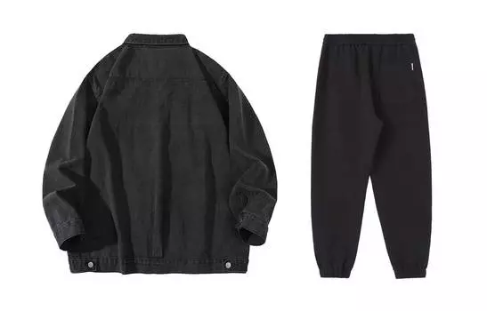 Джинсовая куртка унисекс BRUMAIRE, Серая куртка и белый худи