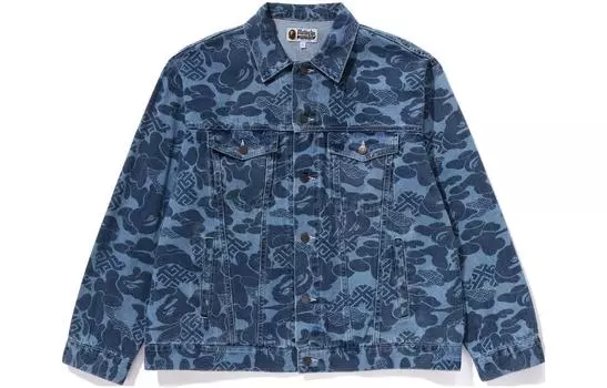 Джинсовая куртка унисекс цвета морской волны SS24 A BATHING APE, Marine Blue
