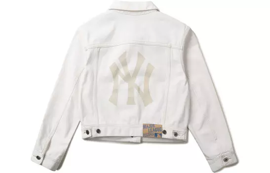 Джинсовая куртка унисекс цвета слоновой кости и белого цвета Mlb, цвет Ivory White