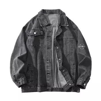 Джинсовая куртка унисекс LIVINGTOWN, Синяя куртка и белый худи