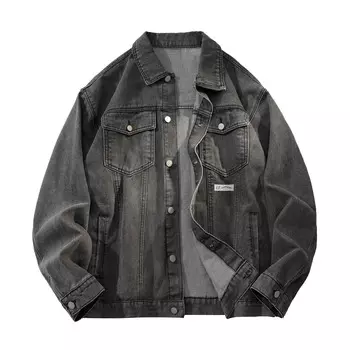 Джинсовая куртка унисекс LIVINGTOWN, Темно-серый + толстовка