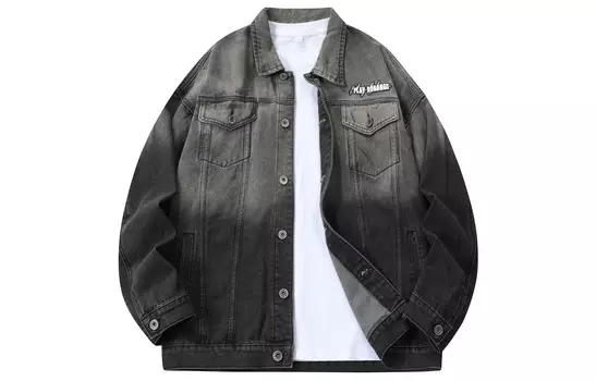 Джинсовая куртка унисекс Play Bobonus, 617 шлифовка белый черный (свободные прямые брюки)