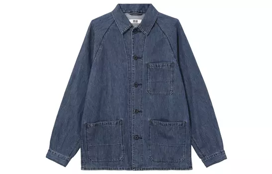 Куртка из смесового хлопка и льна Uniqlo Unisex, 66 синий