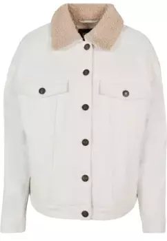 Джинсовая куртка URBAN CLASSICS " Urban Classics Women's Ladies Oversized Sherpa Denim Jacket" (1 шт.), без капюшона, кремовый