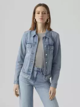 Джинсовая куртка Vero Moda "VMZORICA LS DENIM JACKET MIX NOOS" со слегка потертыми эффектами, голубой