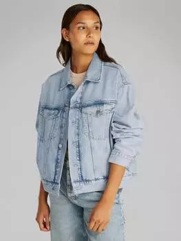Джинсовая куртка в клетку Calvin Klein, цвет Denim Light