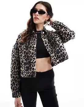 Джинсовая куртка в стиле вестерн с леопардовым принтом ASOS DESIGN