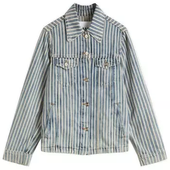 Джинсовая куртка в светлую полоску Ganni, цвет soft chambray