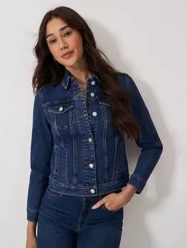 Джинсовая куртка в западном стиле Crew Clothing, средний синий