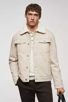 Джинсовая куртка Wasp из экокожи Mango, бежевый