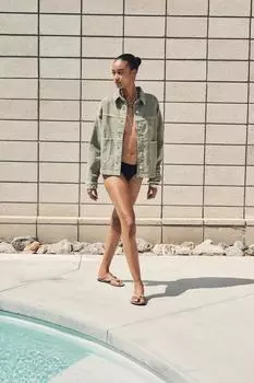 Джинсовая куртка z1975 с карманами ZARA, хаки