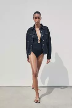 Джинсовая куртка z1975 с карманами ZARA, синий