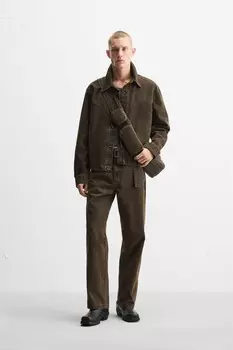 Джинсовая куртка ZARA, коричневый