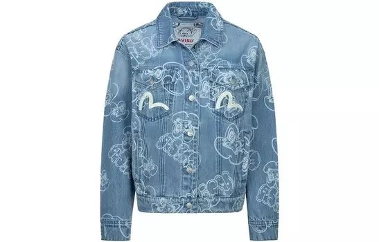 Джинсовая куртка женская джинсовая синяя Evisu