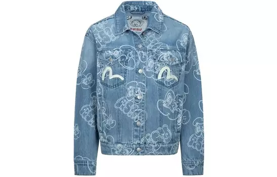 Джинсовая куртка женская джинсовая синяя Evisu
