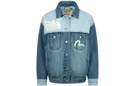 Джинсовая куртка женская джинсовая синяя Evisu