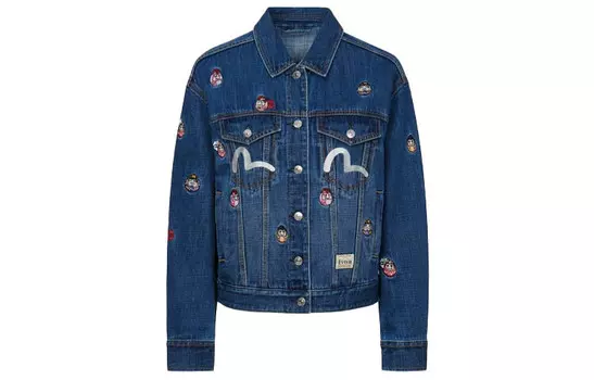 Джинсовая куртка женская синяя Evisu