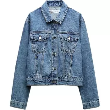 Джинсовая куртка женская средне-синяя Zara