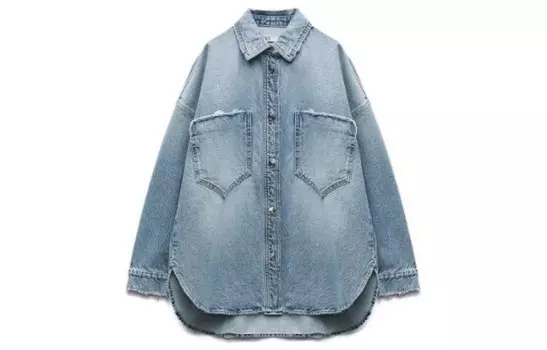 Джинсовая куртка женская средне-синяя Zara