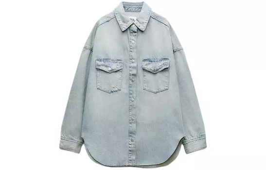 Джинсовая куртка женская светло-голубая Zara