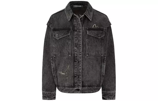 Джинсовая куртка женская темно-серая Evisu