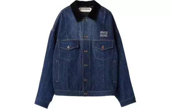 Джинсовая куртка женская темно-синяя Miu Miu