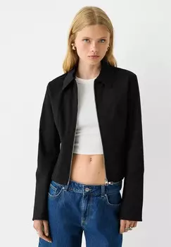 Джинсовая куртка ZIPPED Bershka, черный